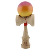 Kendama X Originala, Profesionala, Cyrax, Big Cups V2, Super Sticky Cupe Mari, Rulment Metalic cu Ata 55 cm, Roz/Portocaliu/Galben
