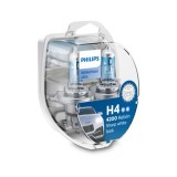 Set 2 Becuri Far Philips H4 + W5W, 60/55W, 12V, White Vision Ultra, P43T-38, Halogen