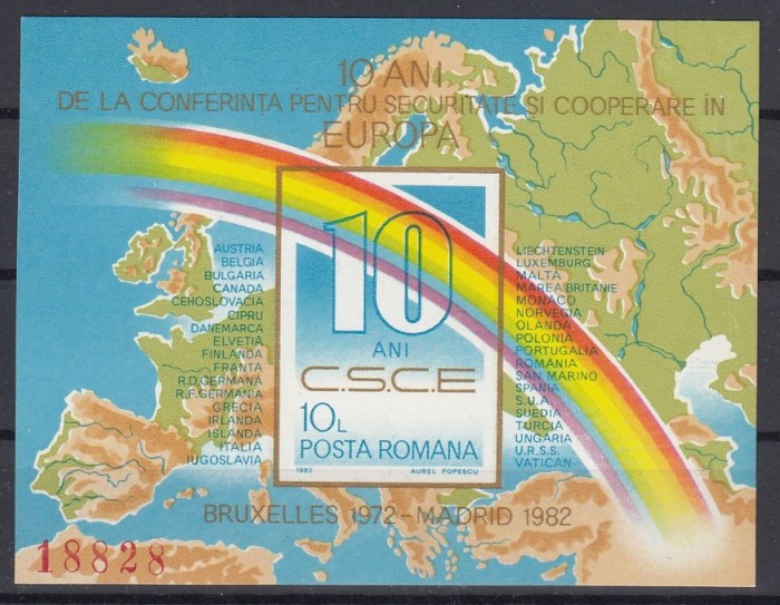 Romania 1982 - 10 ANI CSCE - Colita Nedantelata MNH