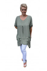 Bluza casual ,asimetrica, cu design de buzunare nuanta de verde inchis foto