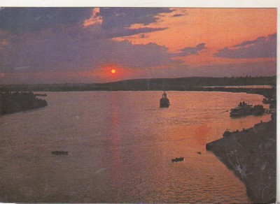bnk cp Rasarit de soare in Delta Dunarii - Vedere - uzata foto
