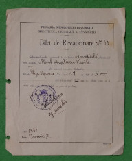 Bilet de revaccinare 1932 foto