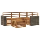 vidaXL Set de canapele de exterior 5 pcs natural 59 x 59 x 37 cm 3384335
