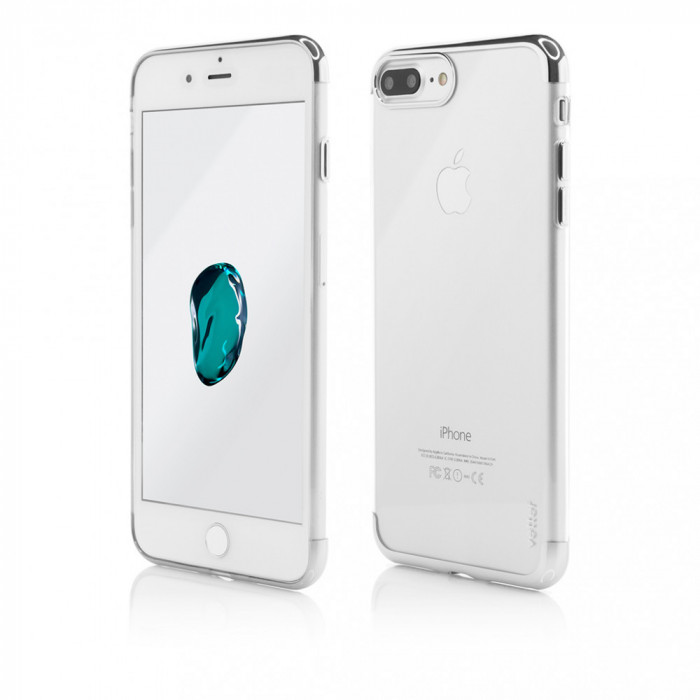Husa Vetter pentru iPhone 8 Plus, 7 Plus, Clip-On Shiny Soft Series, Silver