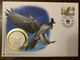 Pasari - vultur - FDC cu medalie, fauna wwf