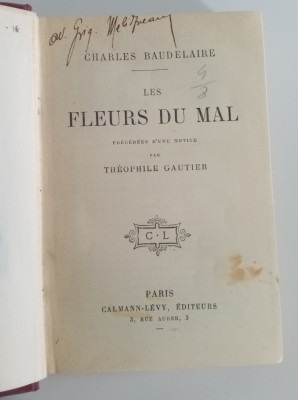 Charles Baudelaire Fleurs du mal - editie veche &amp;icirc;n limba franceză foto