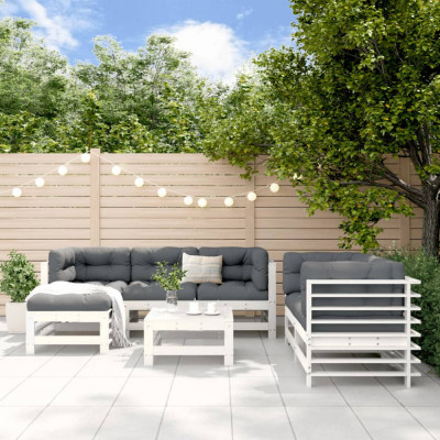 vidaXL Set de șezlonguri de grădină 7 piese din lemn masiv de pin alb foto