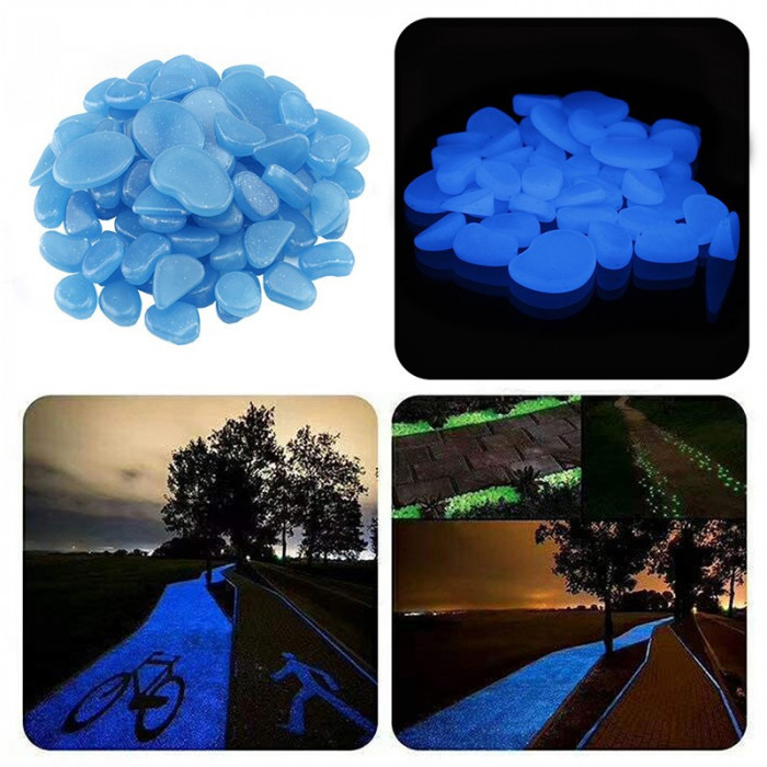 Pietricele Fosforescente Decorative Glow albastre pachet 100 grame