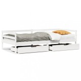 Cumpara ieftin Pat de zi cu sertare, alb, 90x200 cm, lemn masiv pin