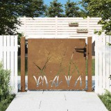vidaXL Poartă de grădină 100x100 cm, oțel corten, design cu iarbă 153227