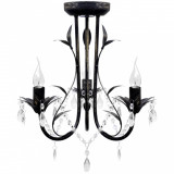 Candelabru metal negru stil Art Nouveau, margele cristal, 3xbecuri E14 GartenMobel Dekor, vidaXL