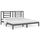 Cumpara ieftin Cadru de pat, gri, 200x200 cm, lemn masiv de pin