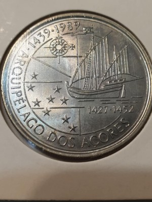 F2 Portugalia 100 escudos 1989 Discovery of Azore UNC foto