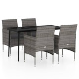Set de servit masa pentru gradina, 5 piese, gri si negru