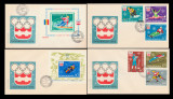 1976 Romania, 4 FDC JO de Iarna Innsbruck (serie + 2 colite) LP 901, 902, 903, Romania de la 1950, Sport