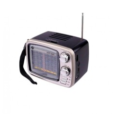 Radio Portabil FM/AM/SW 1-6, Bluetooth, Port USB/TF/AUX, Antena Telescopica, Retro TV Box, Argintiu foto