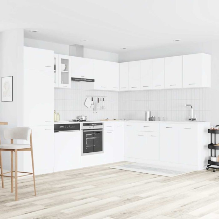 vidaXL Set dulapuri de bucătărie, Lyon, 14 piese, alb, PAL 3067666