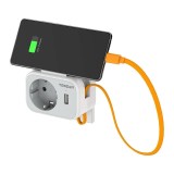 Priza Multipla Tessan TS-332, 1 Priza, 1 port USB-C, 1 Port USB, 10A