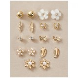 Set 9 Perechi, Cercei cu Perle, Flori, Forme Geometrice - 220986, Inovius