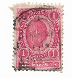 Austria - Imparatul Franz Josef I, 1830-1916 - Valoarea in "Kronen", fara bare de culoare, numeralele cu alb, 1899 - 1 Kr, obliterat