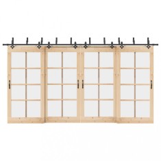 vidaXL Set feronerie pentru uși glisante, negru, 427 cm, oțel