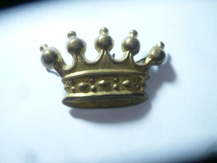 Ornament Coroana Regala -f.vechi , metal aurit , L= 4 cm