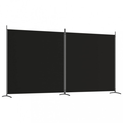 Paravan de cameră cu 2 panouri, negru, 348x180 cm, textil foto
