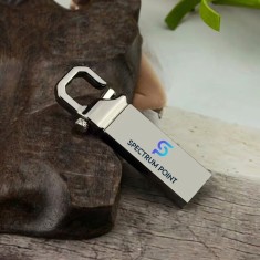 Stick USB / Memorie USB SpectrumPoint, capacitate 256 GB, USB 3.0, OTG, compatibil Laptop/ PC, Design Breloc, Carcasa Metalica, Argintiu