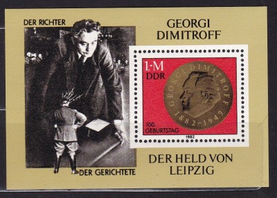 GERMANIA 1982 GEORGI DIMITROFF BLOC MNH foto