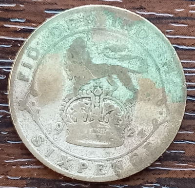 (A1084) MONEDA DIN ARGINT ANGLIA - 6 PENCE 1924, REGELE GEORGE V foto