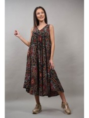 ROCHIE LUNGA CU BRETELE COLORATA MANDALE ALESSIA Negru S-M
