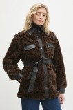 Answear Lab geaca femei, culoarea maro, de tranzitie, oversize