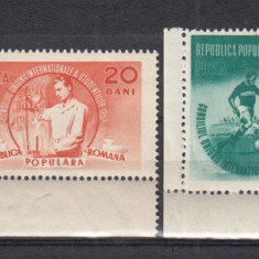 ROMANIA 1952 LP 329 UNIUNEA INTERNATIONALA A STUDENTILOR SERIE MNH