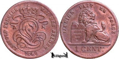 1846, 1 Centime - Leopold I - Regatul Belgiei foto