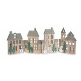 Decoratiune Craciun Orasel lemn multicolor II 62x19.5 cm