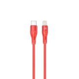 Cablu silicon Iphone Type-C to tip Lightning, PD30W, 1m, rosu Tellur
