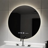 Oglinda LED rotunda 70 cm Marcello Serenite, cu dezaburire, ceas si dimare
