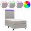 Pat cu arcuri, saltea si LED, gri deschis, 80x200 cm, textil