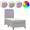 Pat cu arcuri, saltea si LED, gri deschis, 80x200 cm, textil