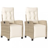 Cumpara ieftin Scaun de gradina rabatabil cu suport picioare,2 buc., poliratan