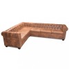 Canapea coltar Chesterfield, 6 locuri, piele artificiala, maro