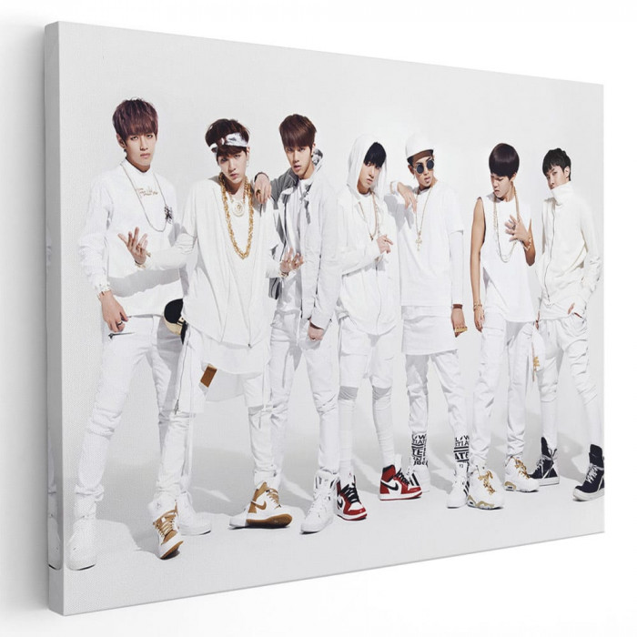 Tablou afis BTS formatie muzica 2332 Tablou canvas pe panza CU RAMA 50x70 cm