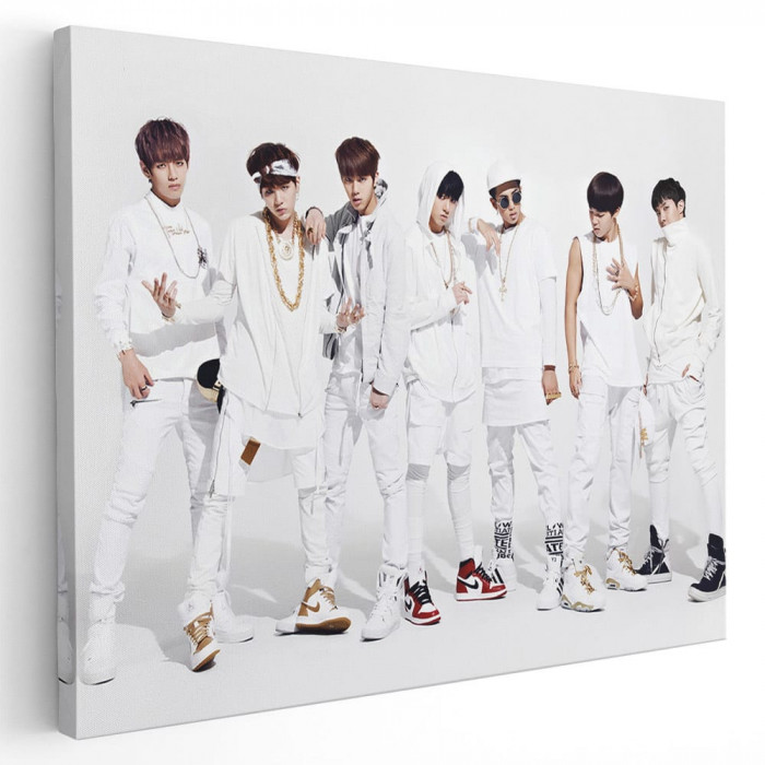 Tablou afis BTS formatie muzica 2332 Tablou canvas pe panza CU RAMA 30x40 cm
