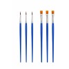 Set 6 pensule pictura, 3 rotunde si 3 plate, lungime 17 cm, par sintetic nailon, maner ergonomic, pentru acuarela acrilic ulei, albastru