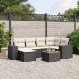 Cumpara ieftin Set canapele de grădină cu perne, 7 piese, negru, poliratan