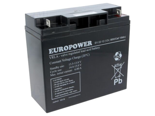 Acumulator plumb-acid 12V 20Ah AGM EUROPOWER fără &icirc;ntreținere