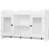 Cumpara ieftin Dulap de perete din MDF alb, raft prezentare pentru carti/DVD