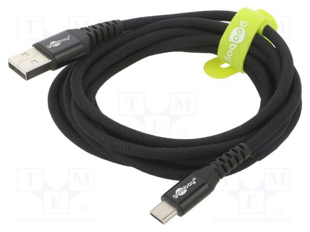 Cablu USB 2.0 Goobay USB A - USB C 2m negru 60W 3A