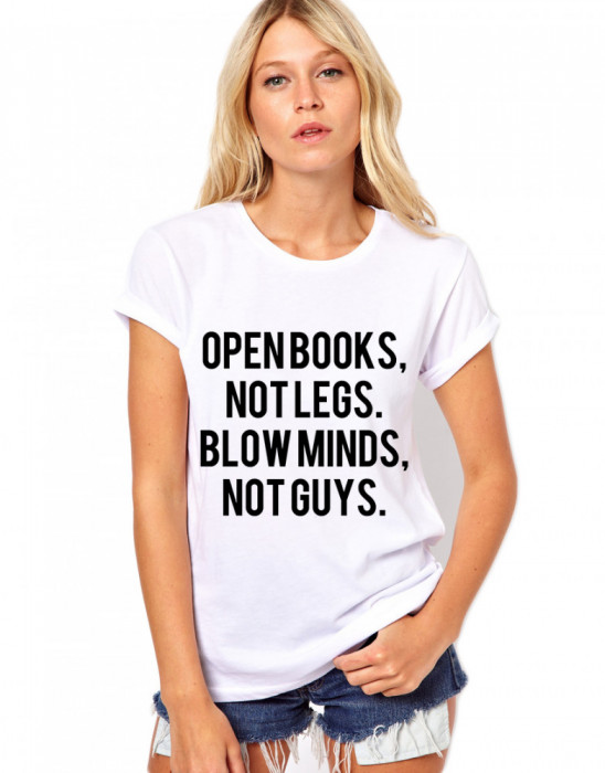 Tricou dama alb - Open Books - XL