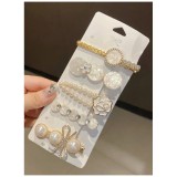 Cumpara ieftin Set 5 Agrafe Laterale cu Perle si Funda - 689919